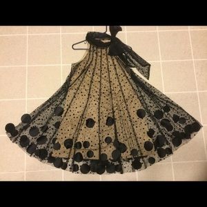 Ryu Small Dress  Black Tan Midi Flowy Party Fancy